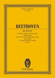 Beethoven: Quintet Eb major Opus 16 (Study Score) published by Eulenburg